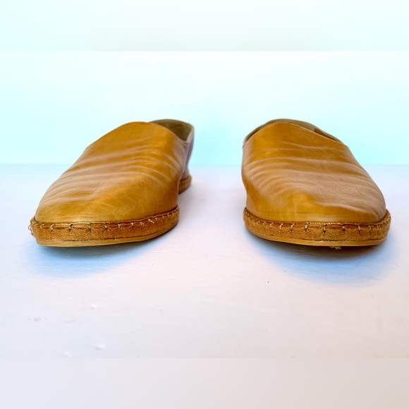 Vince Malia Leather Slip-On Espadrille Flats 9 Tan Camel Excellent - Picture 7 of 11